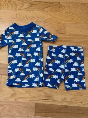 Hanna Andersson Blue Rainbow & Cloud Pajama Set